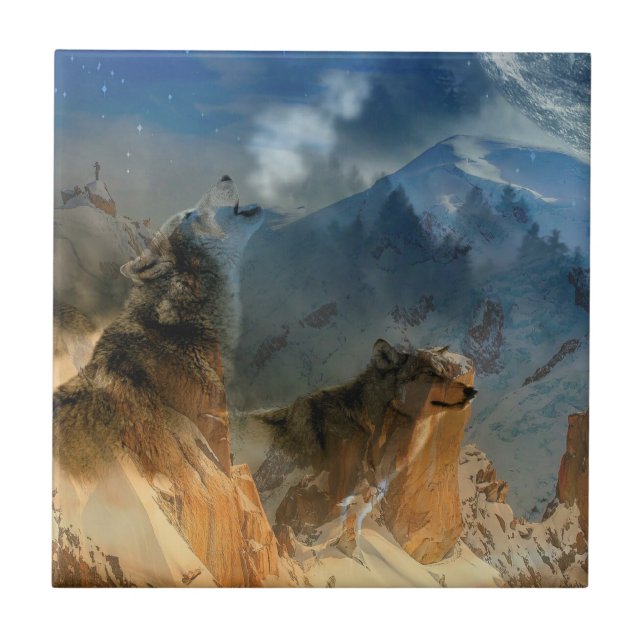 Wolf Spirits in Mountain Mist Tile (Front)