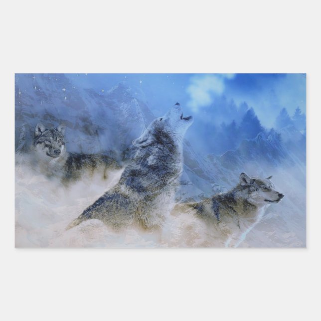 Wolf Spirits Rectangular Sticker (Front)