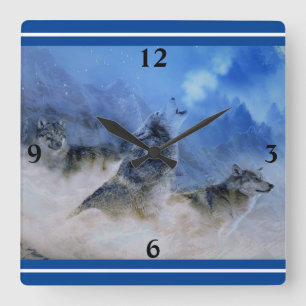 Wolf Spirits Square Wall Clock