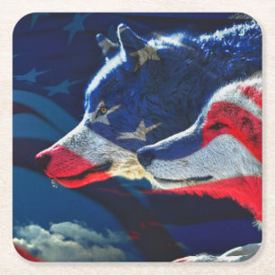 Wolf Square Paper Coaster