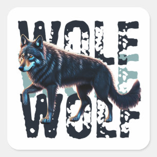 WOLF  SQUARE STICKER