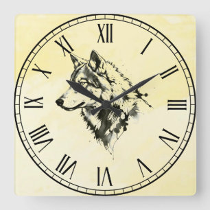 Wolf Square Wall Clock