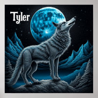 Wolf Standing in Front of the Full Moon | AI art