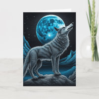 Wolf Standing in Front of the Full Moon Birthday