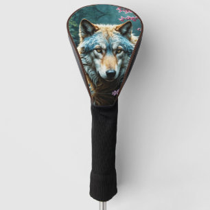 Wolf Standing in river with flowers Golf Head Cover