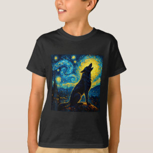 Wolf Starry Night Howling Moon Funny Gifts For Men T-Shirt