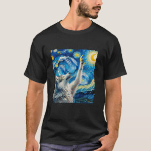 Wolf Starry Night Wilderness Howling Moons Van Gog T-Shirt