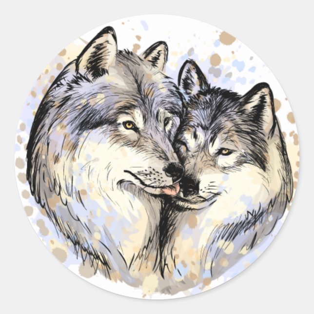 wolf Sticker's Classic Round Sticker (Front)