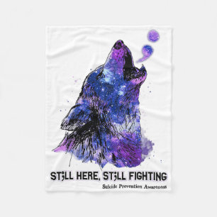 Wolf Still Here Still Fighting Suicide Prevention Fleece Blanket