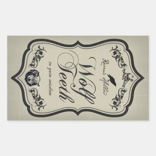 Wolf Teeth Halloween Jar Sticker Label (Front)