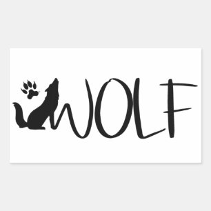 Wolf Text Graphic Logo Rectangular Sticker