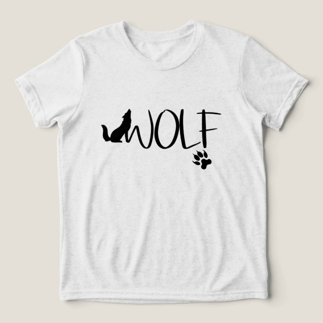Wolf Text Graphic Logo  T-Shirt Tri-Blend Shirt (Design Front)
