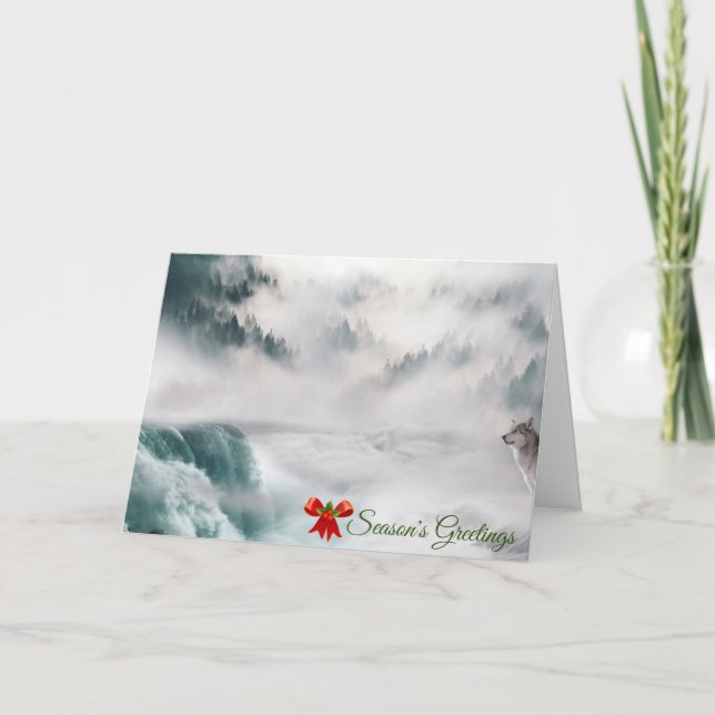 Wolf Themed Season's Greetings Holiday Cards (Front)