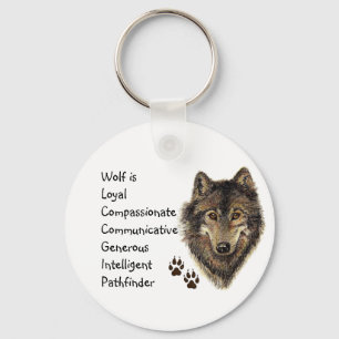 Wolf Totem, Animal Guide Inspirational Grey Wolf Key Ring
