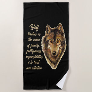 Wolf Totem Animal Spirit Guide for Inspiration Beach Towel