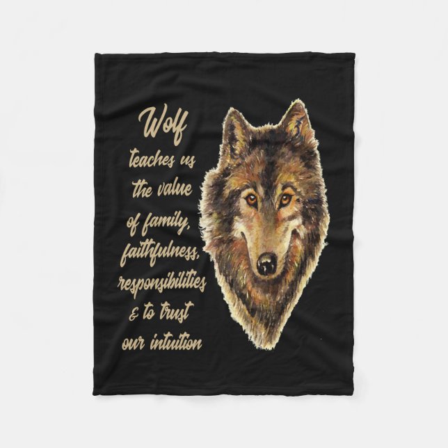 Wolf Totem Animal Spirit Guide Tshirt Fleece Blanket (Front)