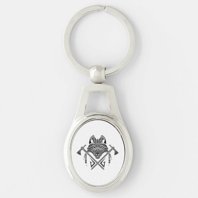 wolf totem Throw Pillow Key Ring (Front)