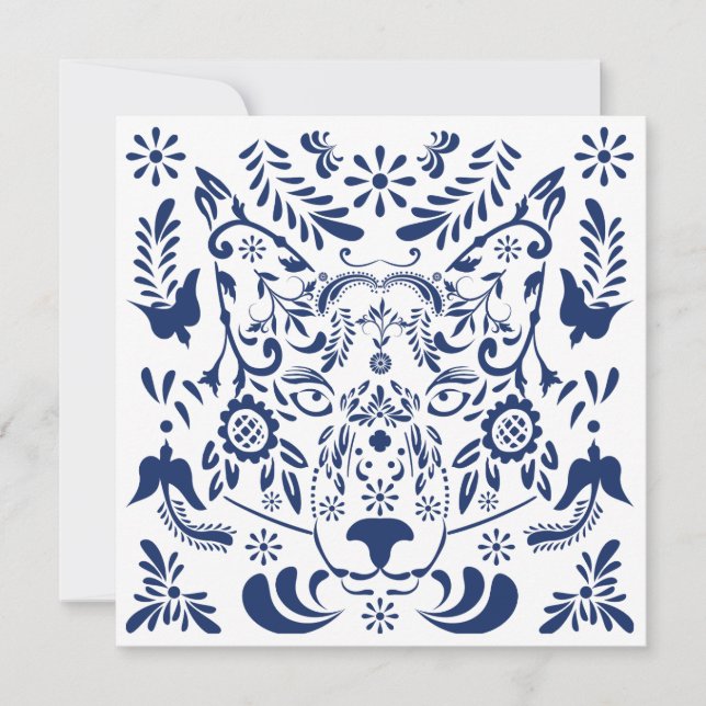 Wolf traditional pattern Post card (Front)
