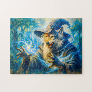 Wolf-transforming mage in fantasy oil style jigsaw puzzle