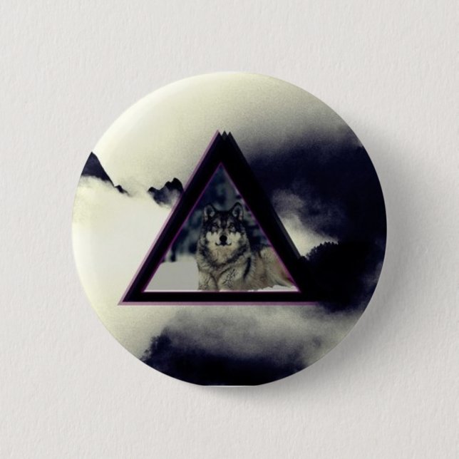 wolf triangle 6 cm round badge (Front)