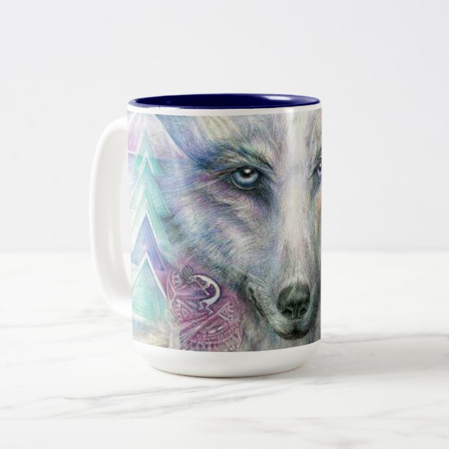 Wolf Two-Tone Coffee Mug (Front Left)