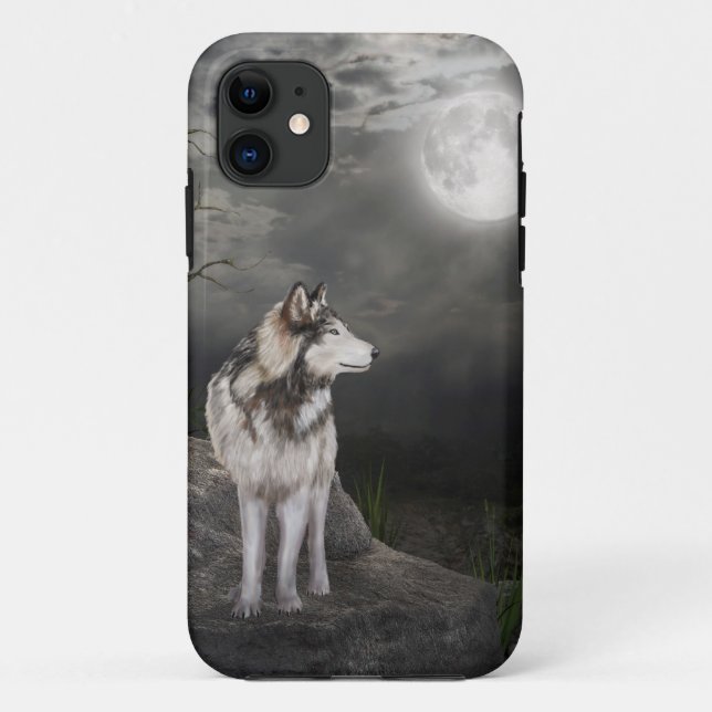 Wolf under a full moon Case-Mate iPhone case (Back)