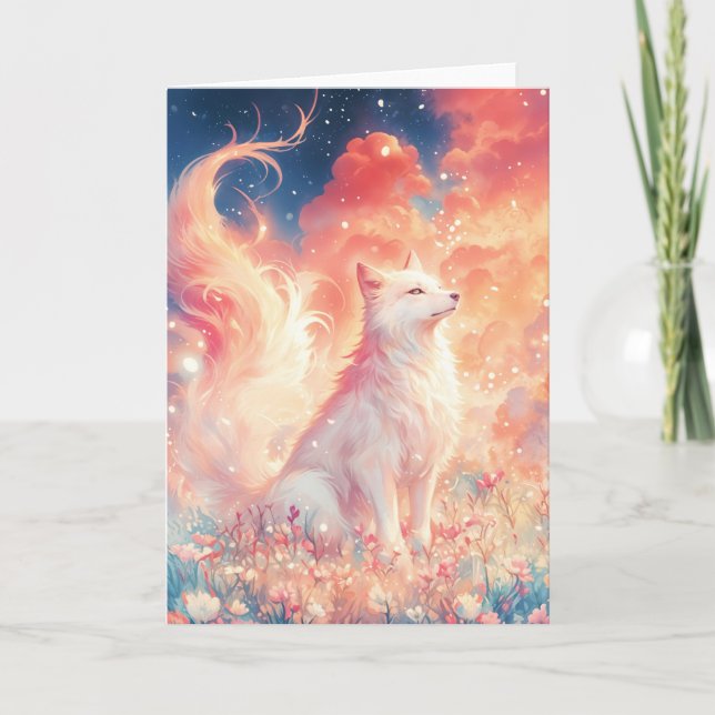 Wolf Under the Cloudy Starry Sky Card (Front)