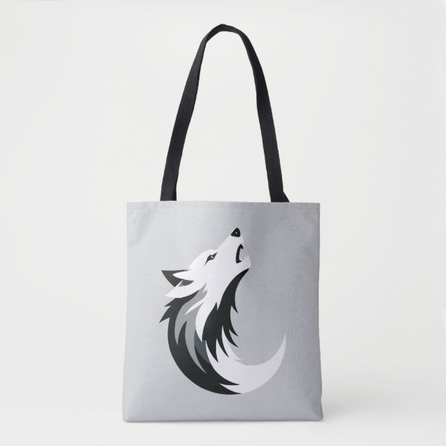 Wolf Vector Art Animal Modern Urban City Graphic Tote Bag (Front)