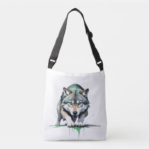 Wolf Vector Graphic Art Portrait Animal Spirit Crossbody Bag