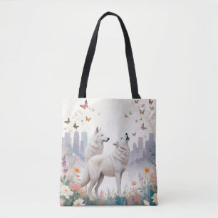 Wolf Vintage Animal Nature Environment City Art Tote Bag
