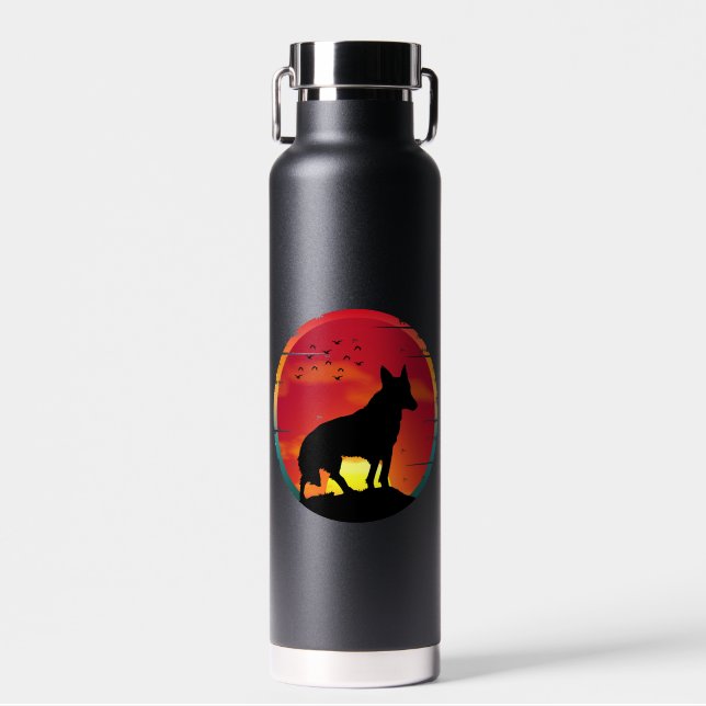 Wolf  Vintage Sunset  Water Bottle (Front)