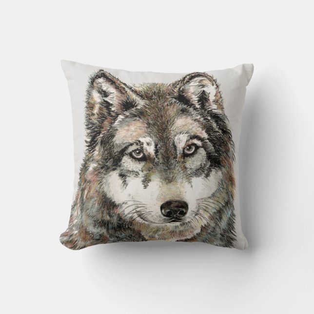  Wolf watercolor Animal Wolves  Cushion (Front)