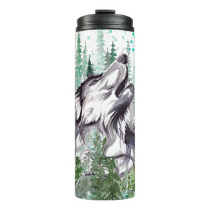 Wolf Watercolor Colourful Wolf Thermal Tumbler