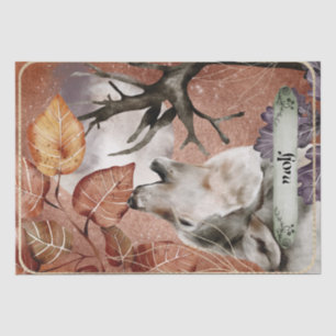 Wolf Watercolor Fall Mysterious Autumn Oracle Tissue Paper