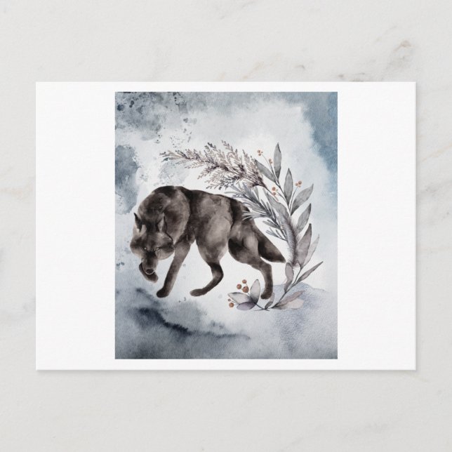 Wolf watercolor painting postcard (Front)