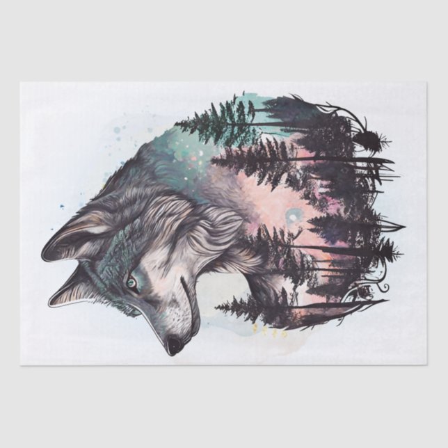 Wolf Watercolor Tissue Paper (Front)