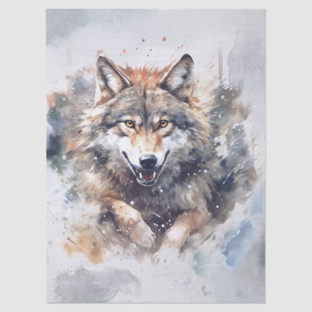 Wolf Watercolor Tissue Paper (Front)
