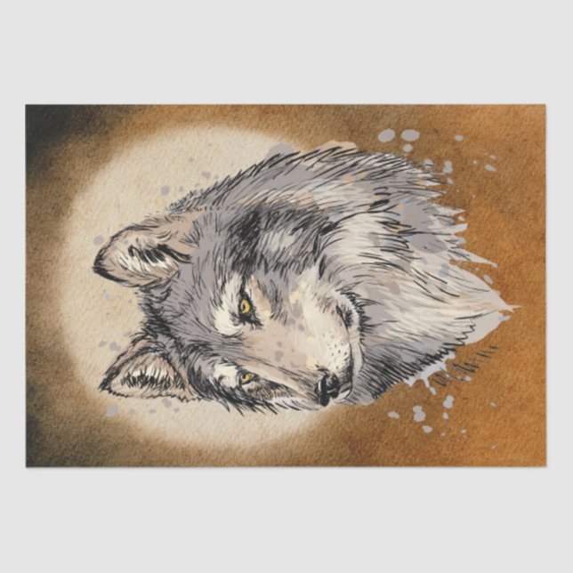 Wolf Watercolor Tissue Paper (Front)