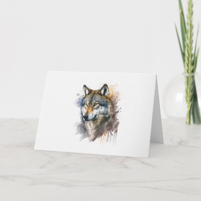 Wolf Watercolour Painting                          Card (Front)