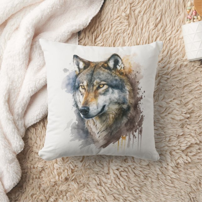 Wolf Watercolour Painting                          Cushion (Blanket)