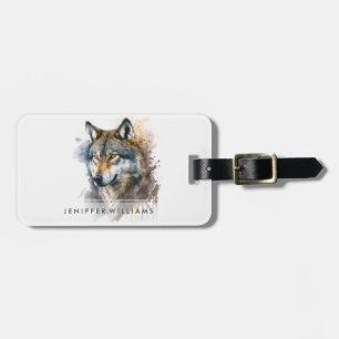 Wolf Watercolour Painting Luggage Tag