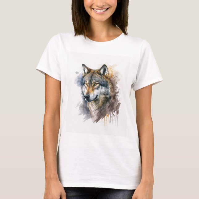 Wolf Watercolour Painting                          T-Shirt (Front)