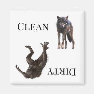 Wolf Werewolf Clean Dirty Dishwasher Magnet