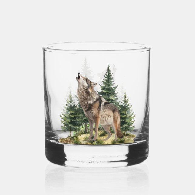 Wolf Whiskey Glass (Front)