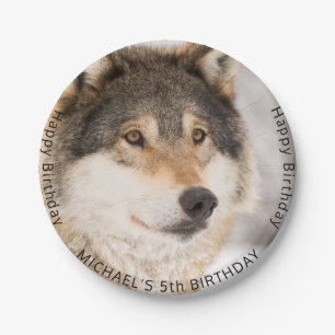 Wolf wild animal 5th birthday party boy paper plate
