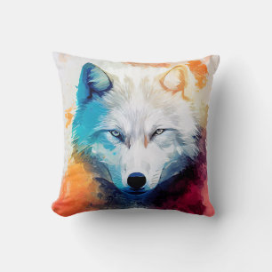 Wolf Wild Nature Animal Color Art Painting Cushion