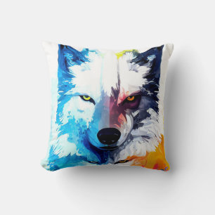 Wolf Wild Nature Animal Color Art Painting Cushion