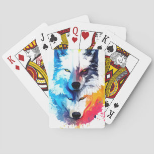 Wolf Wild Nature Animal Color Art Painting Playing Cards