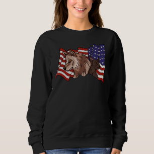 Wolf Wildlife Animal American Flag  Wolves Wolf An Sweatshirt