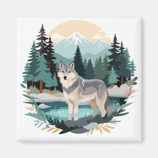Wolf Wildlife Animal Nature Outdoors Watercolor Magnet